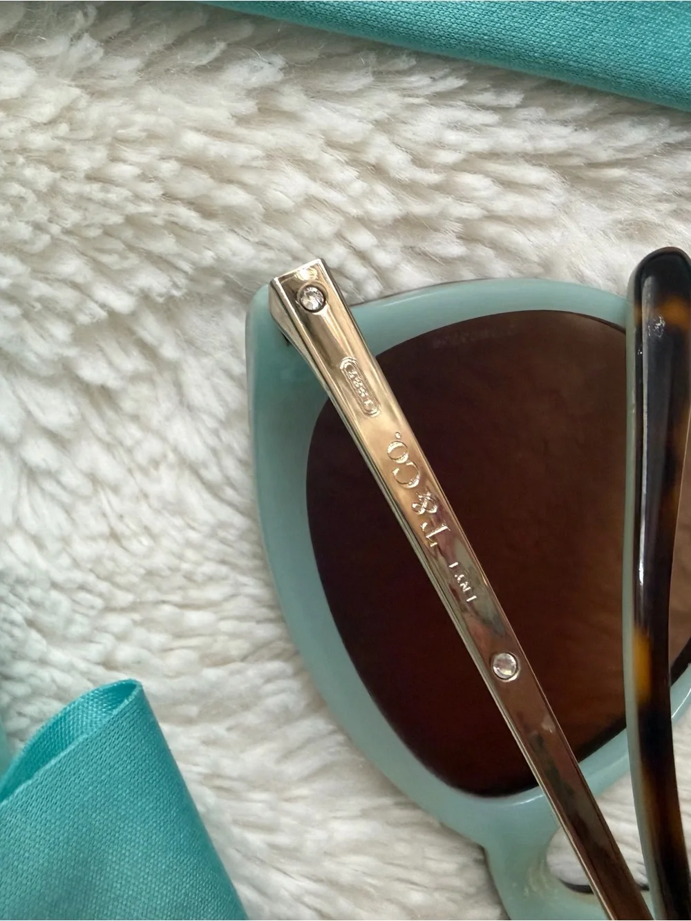 Tiffany & Co. Tortoiseshell Cat-Eye Sunglasses with Tiffany Blue Accessories